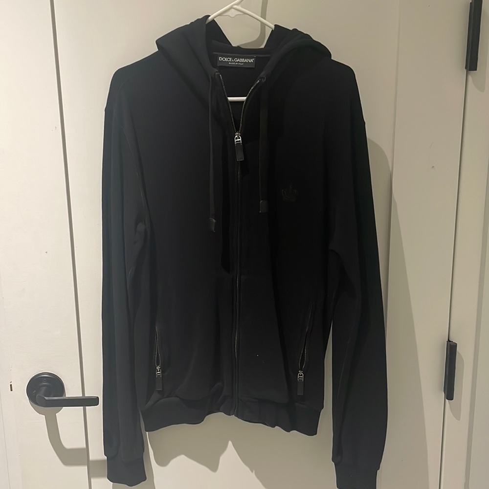 Dolce & Gabbana black zip up jacket with hoodie